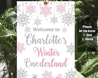 Winter ONEderland welcome sign Floral Winter Welcome Sign Size vary Bir147