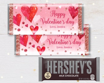 Valentine/'s day chocolate wrapper Happy Valentine/'s Day EDITABLE INSTANT DOWNLOAD Val2