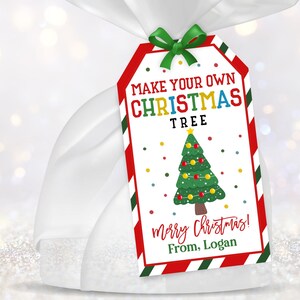 Weihnachten ausdrucken Machen Sie Ihren eigenen Weihnachtsbaum Tag Urlaub Gefälligkeiten Tag Kinder Schule Geschenk Etikett Winterpause Tag Bearbeitbar Download Cht42