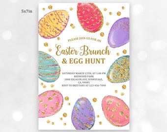 Egg Hunt Invitation: Spring Bunny Brunch (Editable Download)