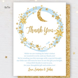 Biglietto di ringraziamento Twinkle Twinkle Little Star Biglietto di ringraziamento per baby shower 5 x 7 pollici, 4 x 6 pollici Incluso MODIFICABILE, Scarica Bab15