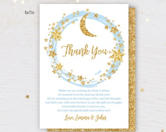 Twinkle twinkle little star thank you card  Baby shower thank you card  5x7in, 4x6in Included  EDITABLE, Download  Bab15