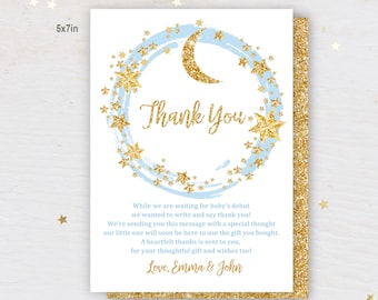 Bedankkaartje: Babyshower met het thema Twinkle Little Star (bewerkbaar, 5x7 en 4x6 inch) Bab15
