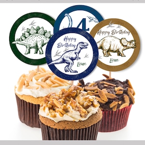 Dinosaur Birthday Cupcake Toppers Party Decor Download  EDITABLE  Dinosaur Birthday cupcake topper  Bir111