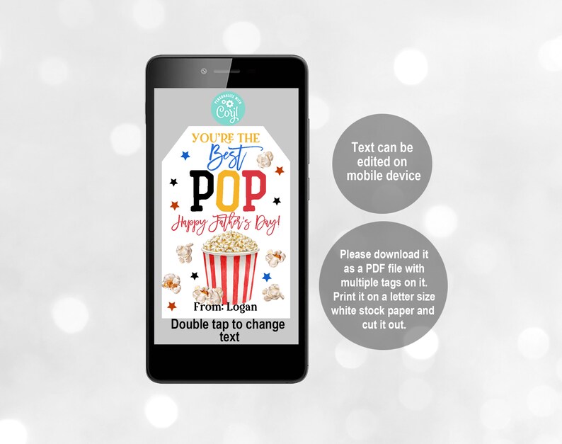 Father's Day Gift Tag Best Pop Popcorn Tags Popcorn Favors Etsy