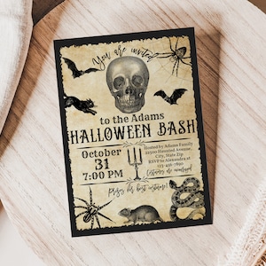 Vintage Halloween Invitation Halloween Party Invite Adults Halloween Costume party Invite Editable Printable Digital Download HaI10