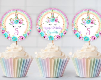 unicorn cupcake toppers printable etsy
