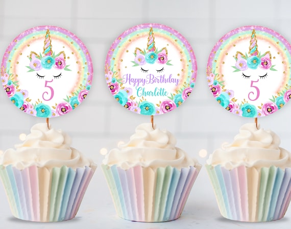 Rainbow Cake Topper & Mini Cupcake Toppers // DIY - Pure Sweet Joy