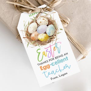 Easter Teacher Tag Tags Easter Egg-Cellent Teacher Editable Gift Tag Spring Favor Tag Teacher appreciation Printable Treat Bag Tag Eat20