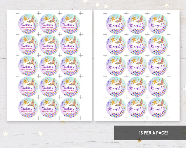 Mermaid Baby Shower Cupcake Topper Baby Shower Decor Download Etsy