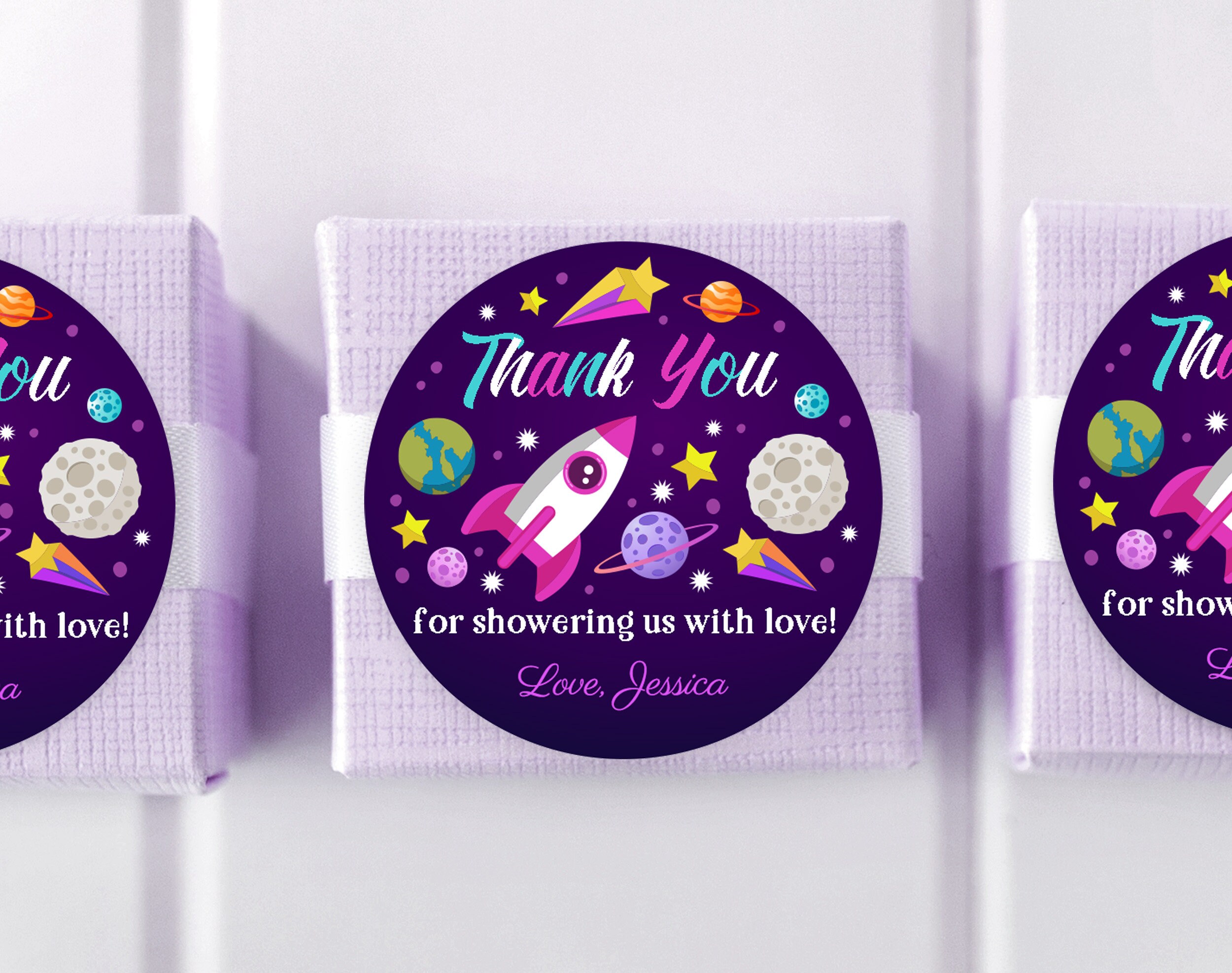 Outer Space Baby Shower Favor Sticker Astronaut Label Tag Etsy UK