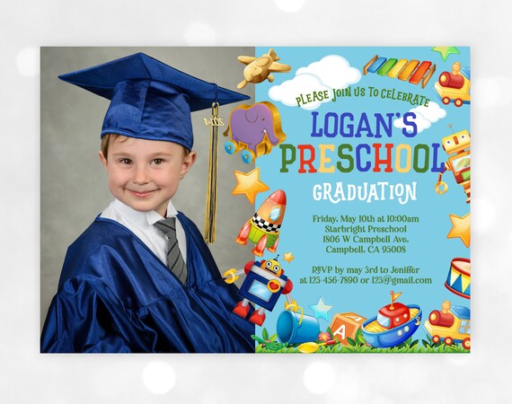 Preschool Graduation Invitation Cute Kids Graduation Party Etsy