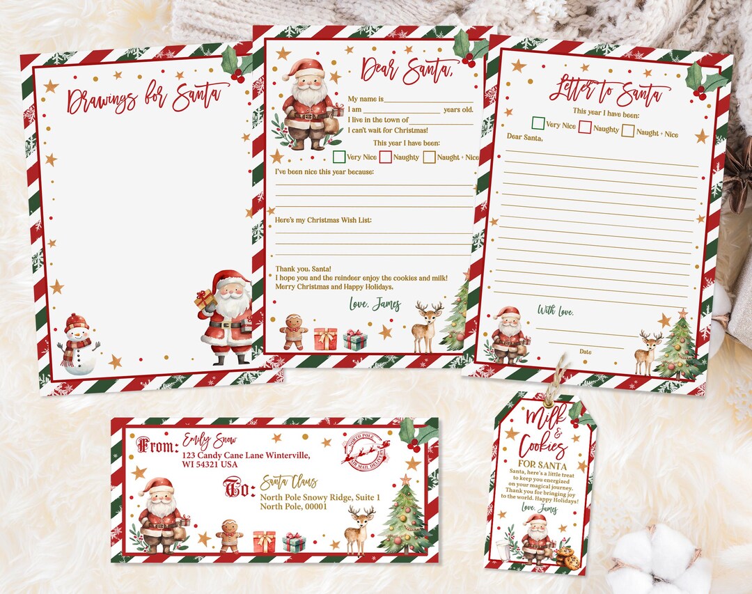 Kids Letter to Santa Kit, Printable Christmas Wish List (editable ...