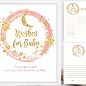 Tarjeta y letrero con deseos para bebé Twinkle twinkle little star baby shower Descargar Twin1