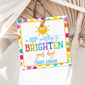 Een kleinigheidje om je dag op te fleuren Label Leraar Cadeaulabel Samenwerking Waardering Bedankt Cadeaulabel Bewerkbaar Afdrukbaar Download Tat23