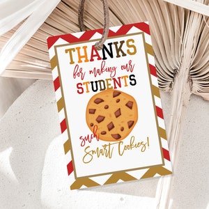 Lehrer Wertschätzung Tags Cookie Lehrer Geschenkanhänger Cookie Dankeschön-Tag Smart Cookie Label Digital Editable Download Printable Tat8