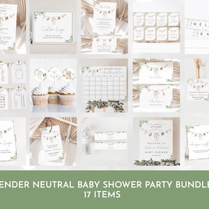 Editable Gender Neutral Baby Clothes Baby shower Bundle Laundry party Greenery Package A sweet baby is on the way Printable Download Bab235