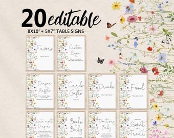 Baby in Bloom Shower Signs: Spring Wildflower Table Decor Bab357