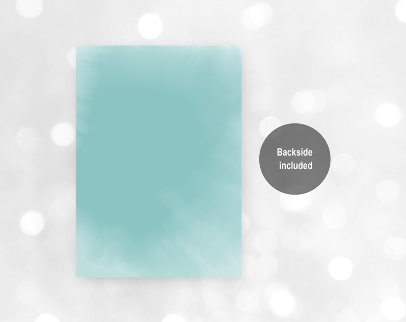 May include: A blank, light blue card with a white background. Backside included.