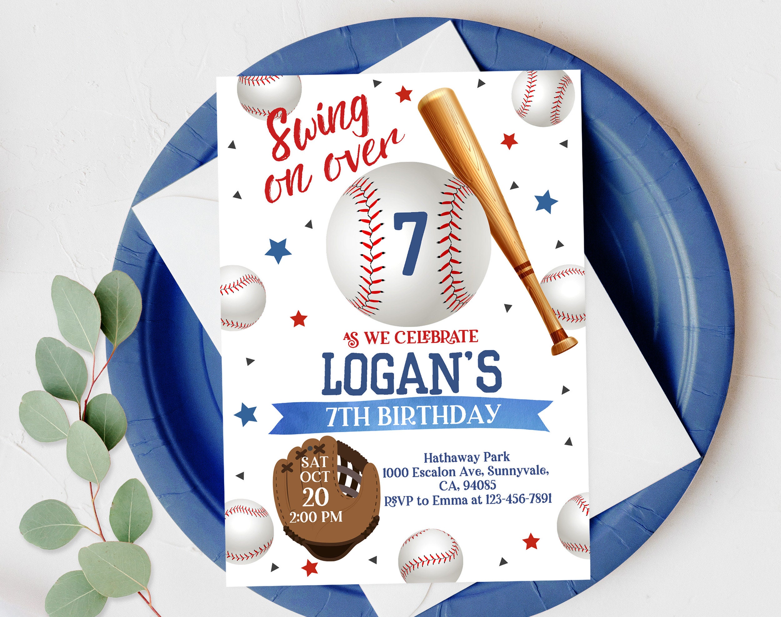 Invitación de cumpleaños de béisbol: Invitación deportiva editable -  Plantilla imprimible Bir256 - Etsy México, image size:2500x1975