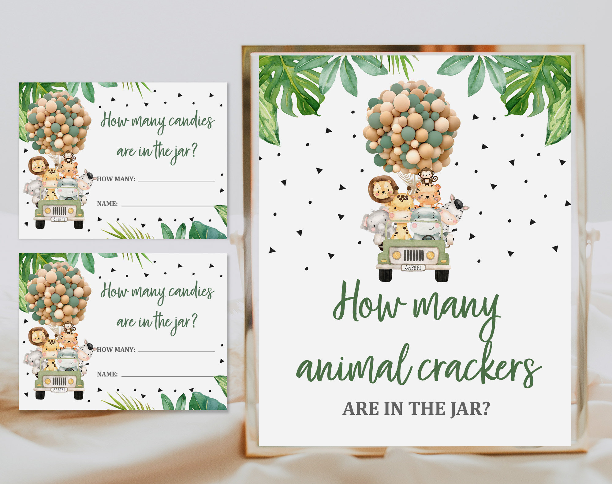 Guess How Many Animal Crackers Game Jungle Baby Shower Jungle Etsy