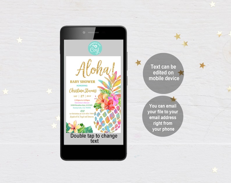 Pineapple Baby Shower Invitation Set Tropical Shower Invite Hawaiian Luau Baby Rainbow Neutral Summer Editable Download Printable Bab38 image 5