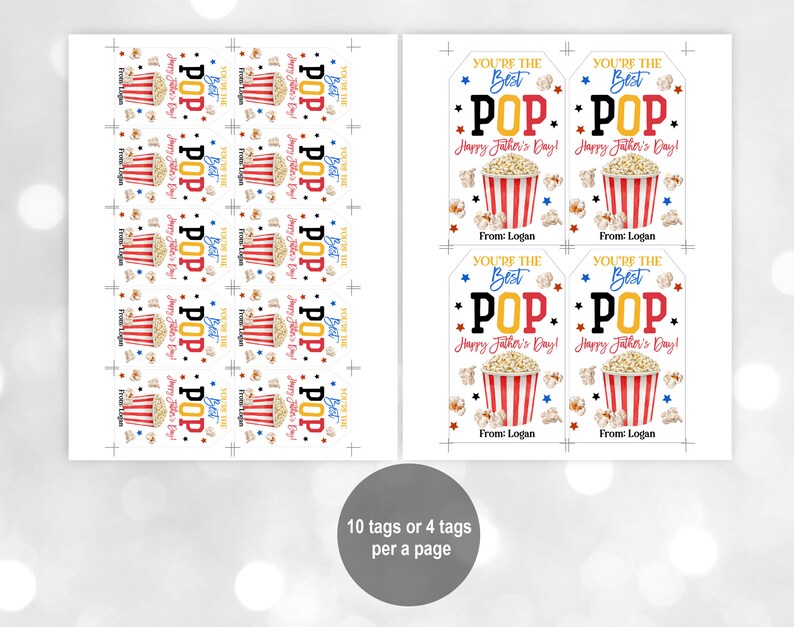Father's Day Gift Tag Best Pop Popcorn Tags Popcorn Favors Etsy