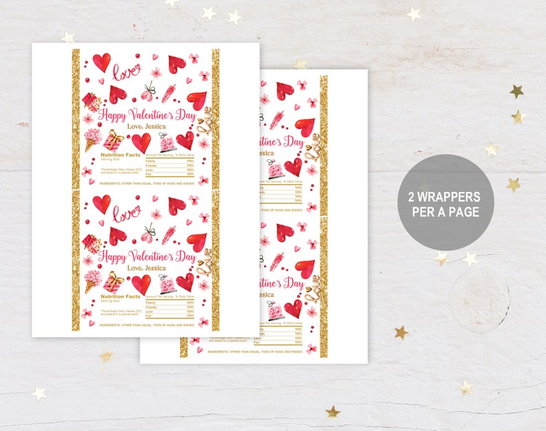 Valentine/'s day chocolate wrapper Happy Valentine/'s Day EDITABLE INSTANT DOWNLOAD Val2