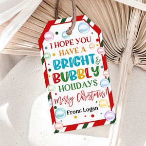 Weihnachten Bubble Tag Bright & Bubbly Urlaub Tag Weihnachten Gunst Tag Kinder Nicht-Süßigkeiten Klassenzimmer Geschenk Label Bearbeitbar Druckbar Download Cht35