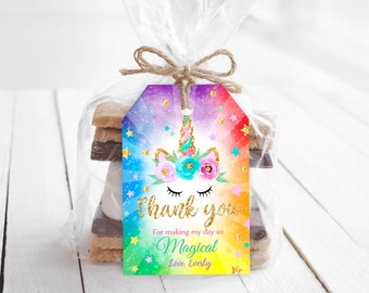 Rainbow Unicorn Birthday Tags   Unicorn birthday, baby shower tag Editable, Download  Bir87