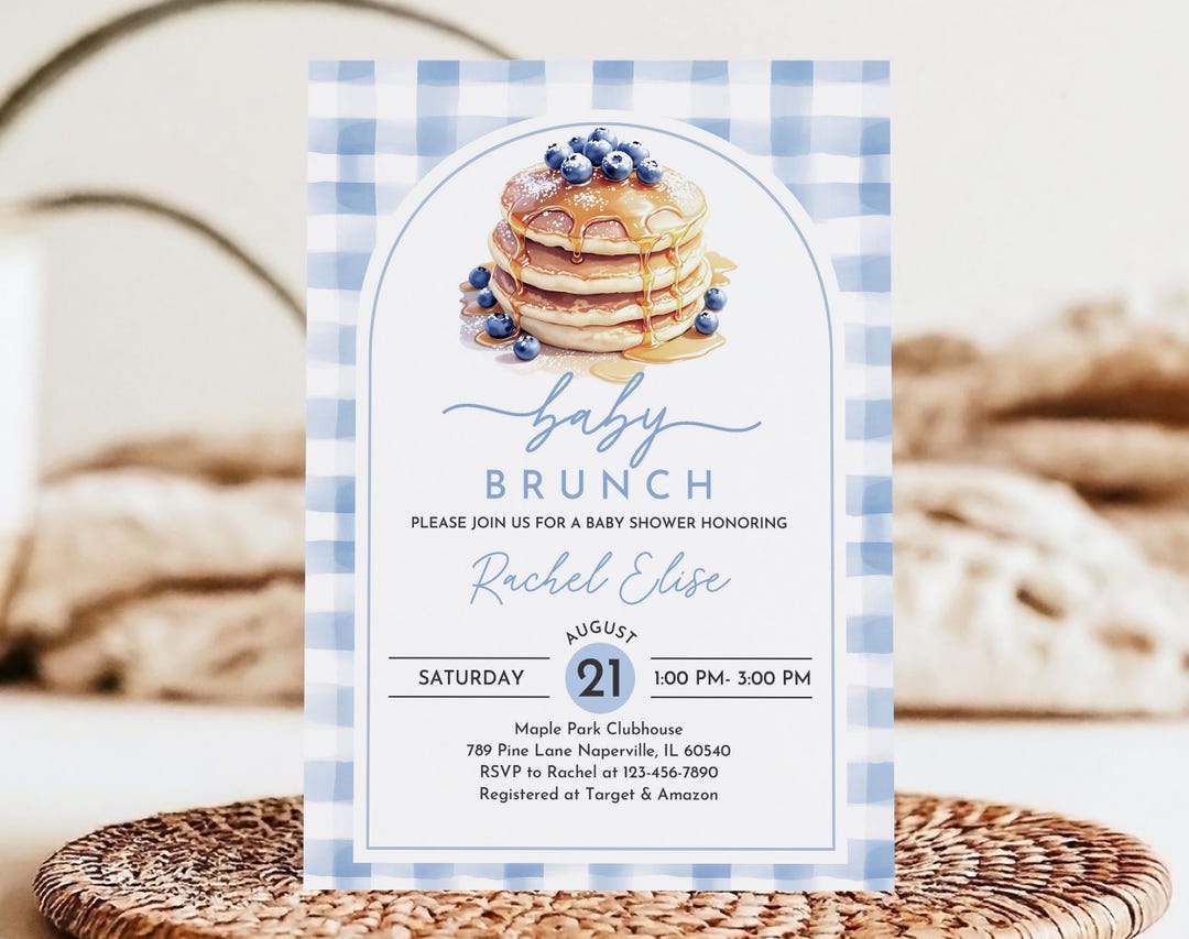 Blueberry Pancake Baby Shower Invitation - Brunch Party Editable Bab333 -  Etsy, image size:1080x853