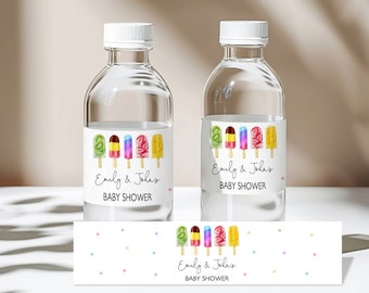 Popsicle Water Bottle Labels: Editable Summer Party Wrappers Bab193