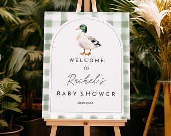 Letrero de patito real para baby shower, decoración de primavera (Póster digital editable Bab329)