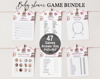 Ensemble de jeux pour baby shower sur le thème du Far West (modifiable et imprimable Bab242)