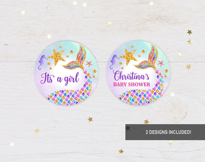 Mermaid Baby Shower Cupcake Topper Baby Shower Decor Download Etsy