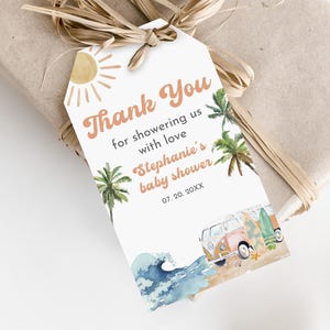 Ocean & Surf Danke Geschenkanhänger Vorlage Bearbeitbar Strand Baby Shower Favors Printable Favors Surf Thema Dusche Geschenkanhänger Beach Party Bab356