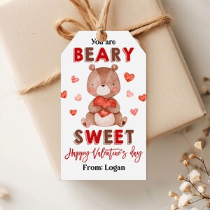 Gummibärchen Valentinstag druckbare Geschenkanhänger Sie sind beary süß Favor Tag Valentinstag Geschenketikett Kinder Schule druckbare bearbeitbare Tag Vat52