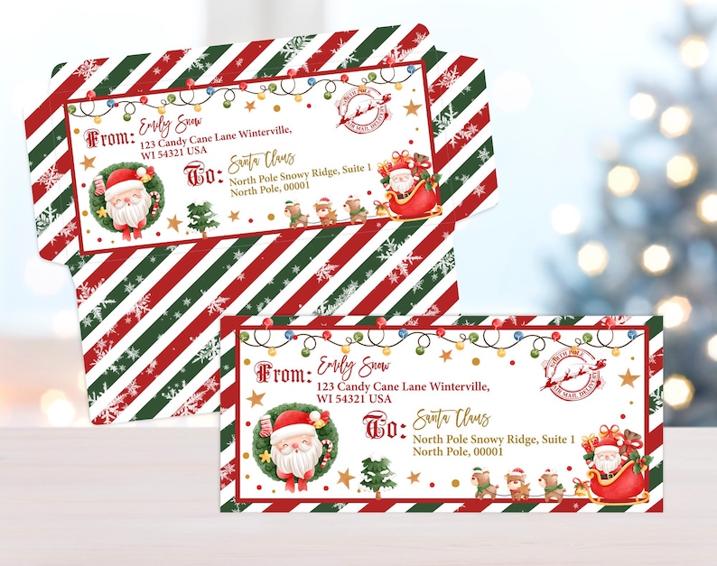 Printable Christmas Letter to Santa Envelope: Editable North Pole ...