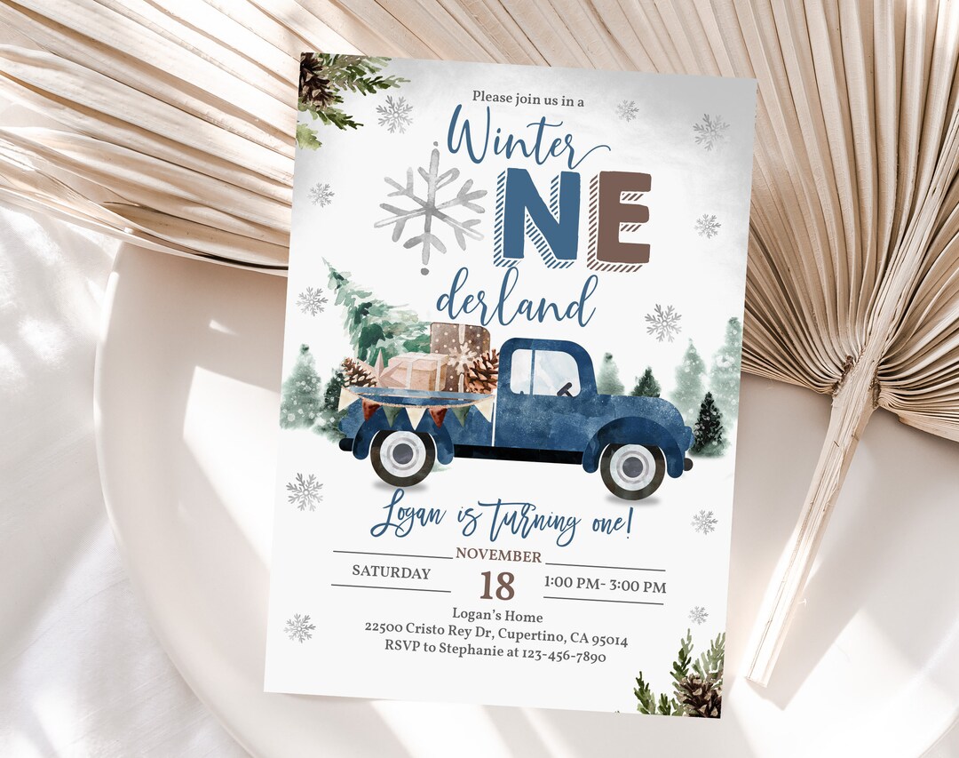 Winter Onederland Truck Round 1st Birthday Backdrop