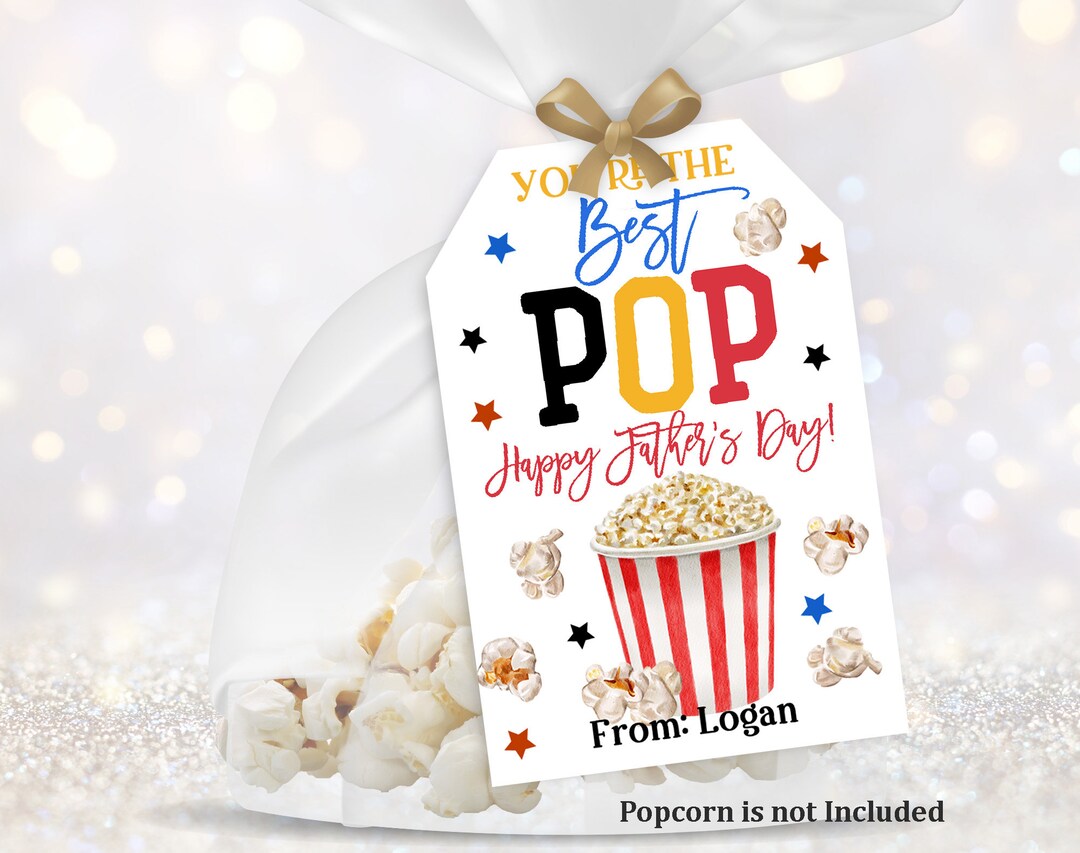 Father's Day Gift Tag Best Pop Popcorn Tags Popcorn Favors Dad Grandpa