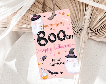 Halloween Gift Tag: You've Been Booed Ghost - Editable Printable Hat6