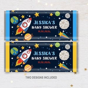 Outer space chocolate wrapper  Baby shower favor  Space candy bar wrapper  Download  EDITABLE  Bab45