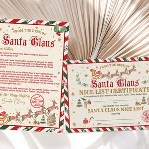 Official Letter from Santa Claus Nice List Certificate Bundle North Pole Mail Christmas Eve Box Editable Printable Download lenis1