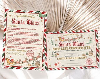 Official Letter from Santa Claus Nice List Certificate Bundle North Pole Mail Christmas Eve Box Editable Printable Download lenis1