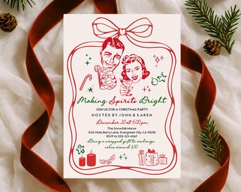 Making Spirits Bright Christmas Invitation: Whimsical Friendsmas Party ChI58