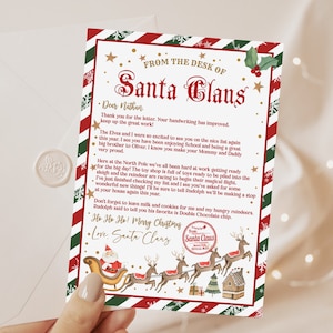 Carta de Papá Noel Carta de Navidad Carta oficial de saludo Relleno de caja de Navidad Digital Editable Imprimible Descargar Chls3
