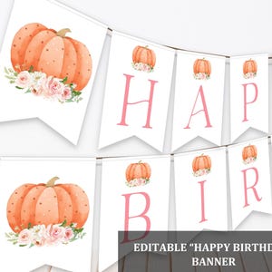 'A Little Pumpkin Is On Her Way' Banner – Rosa & Gold, Herbst-Geburtstagsdeko Für Mädchen