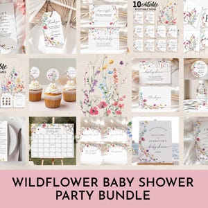 Wildflower Baby Shower Invitation Bundle Baby in Bloom Baby Shower Bundle Wildflower Baby Shower Editable Games Decor Printable Favor Bab301