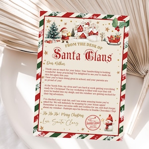 Carta de Papá Noel Carta de Navidad a Papá Noel Carta de saludo oficial Relleno de caja navideña Boho Digital Editable Imprimible Descargar Chls4