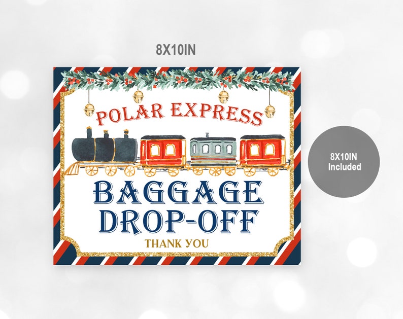 Polar Express Baggage Drop off Luggage Sign Birthday Party Etsy